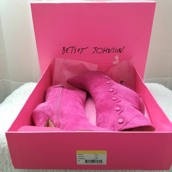 Betsey Johnson Shoes - Betsy Johnson Hot Pink Boots, Side Zip, Size 8 Med